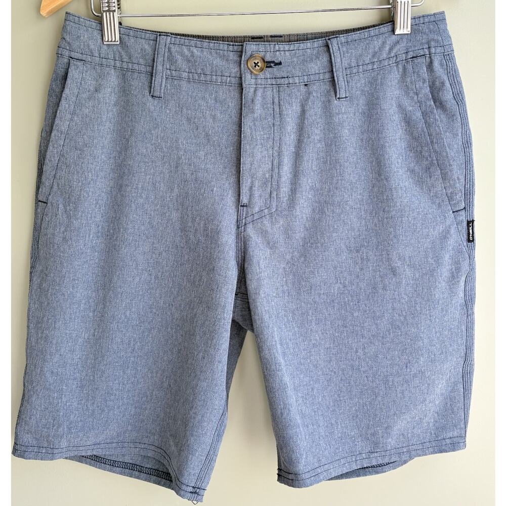 ONeill Hybrid Mens Flat Front Chino Drawstring Shorts Size 30 Blue | Casual Golf